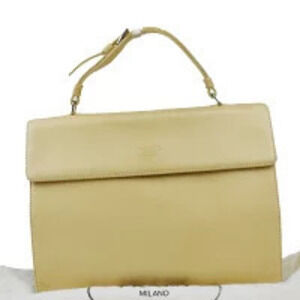 Prada Leather Handbag Beige Tan